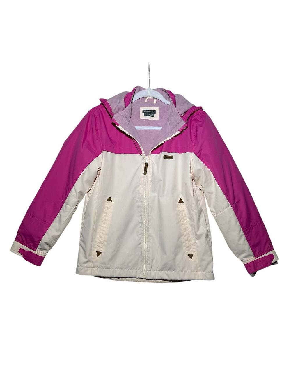Eddie Bauer Girls Hooded Fleece-Lined Winter Rain Jacket NWT Size L (12  - 14)